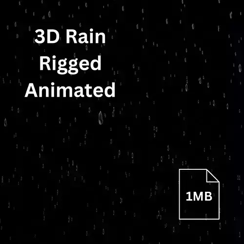 Rain rigged looping 1MB plus splashes Low-poly 3D model