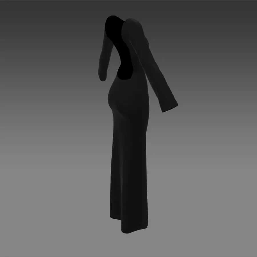 black matte dress open back detail Low-poly 3D model