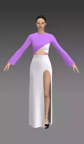 Dress cross front detail purple lilac  Low-poly 3D model