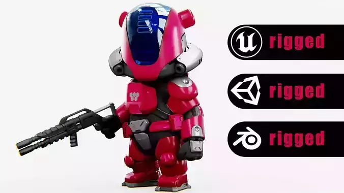 CYBER SOLDIER X-500 Rigged for Unreal Engine - Unity - MIXAMO