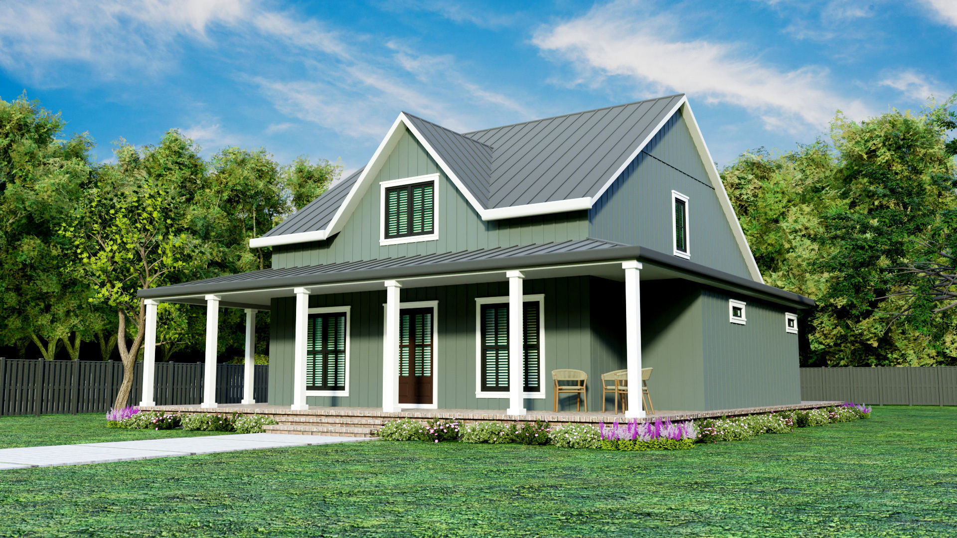 House Exterior Interior with Openable Doors 3D model_2