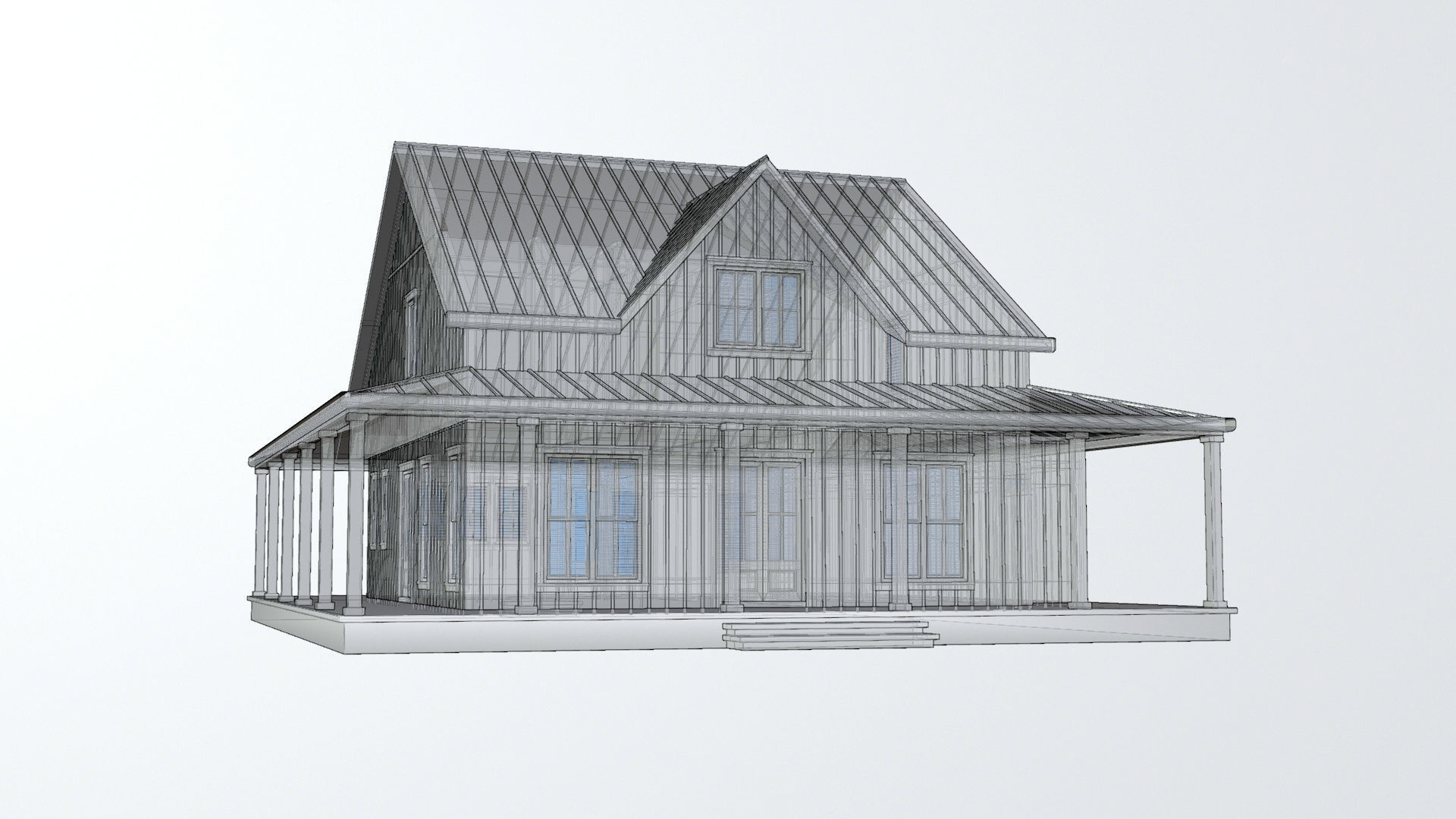 House Exterior Interior with Openable Doors 3D model_11