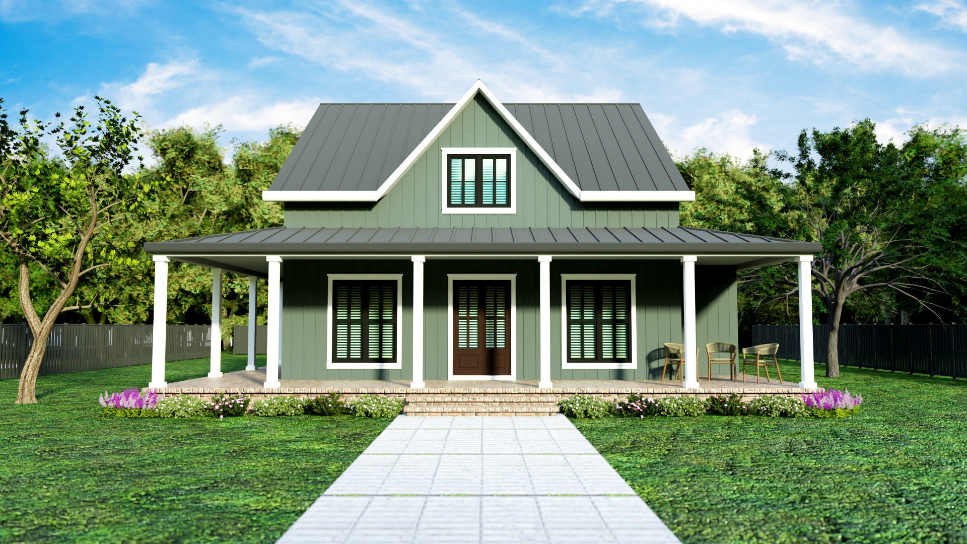House Exterior Interior with Openable Doors 3D model_1
