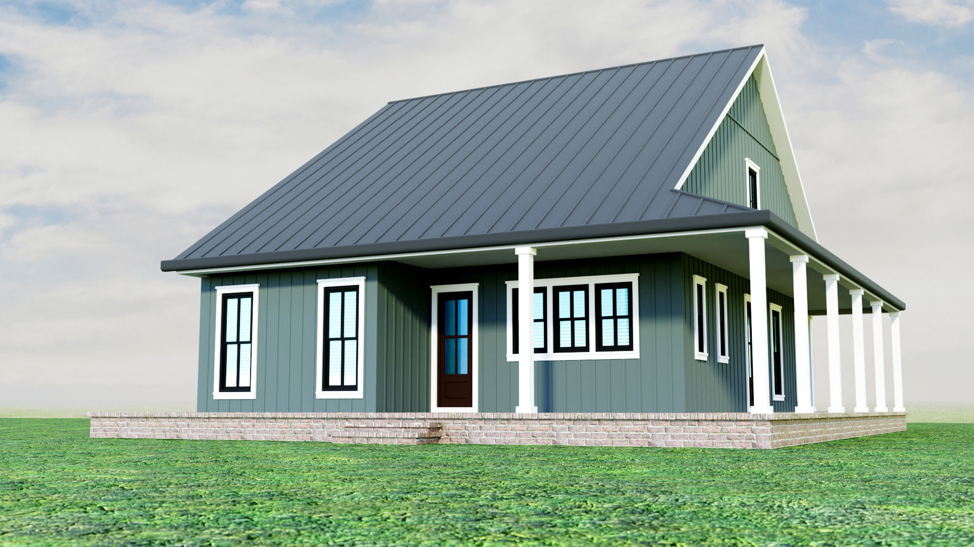 House Exterior Interior with Openable Doors 3D model_6