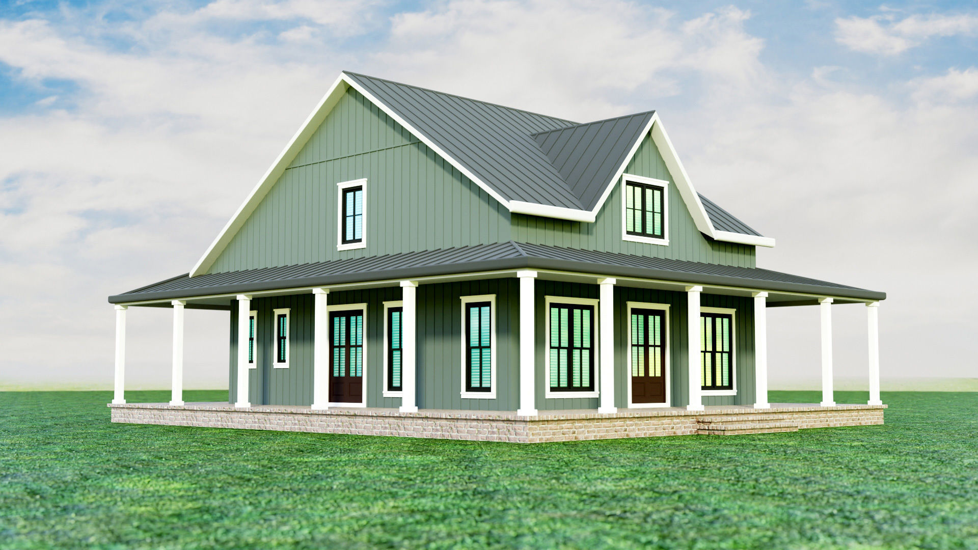 House Exterior Interior with Openable Doors 3D model_7