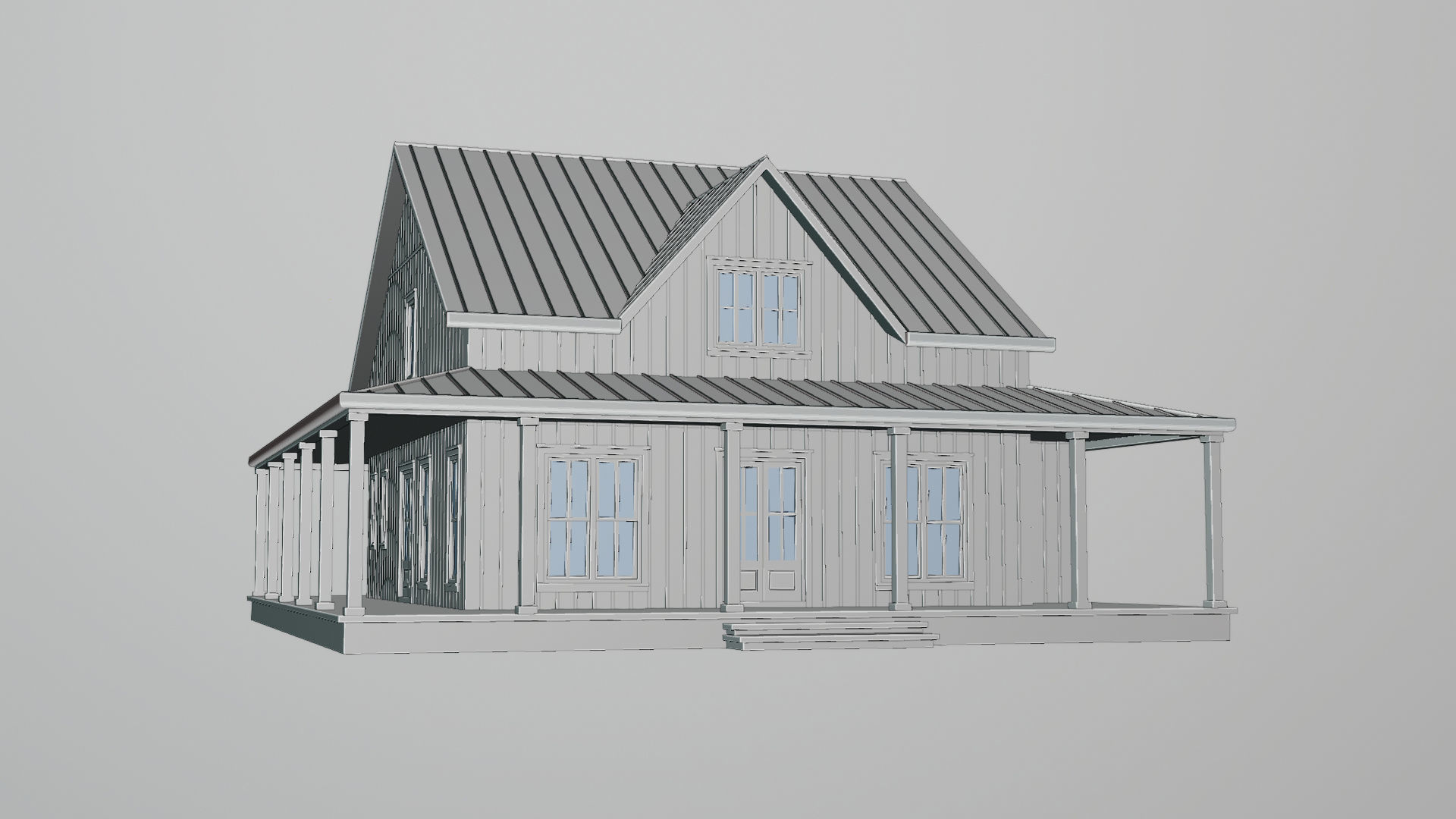 House Exterior Interior with Openable Doors 3D model_12