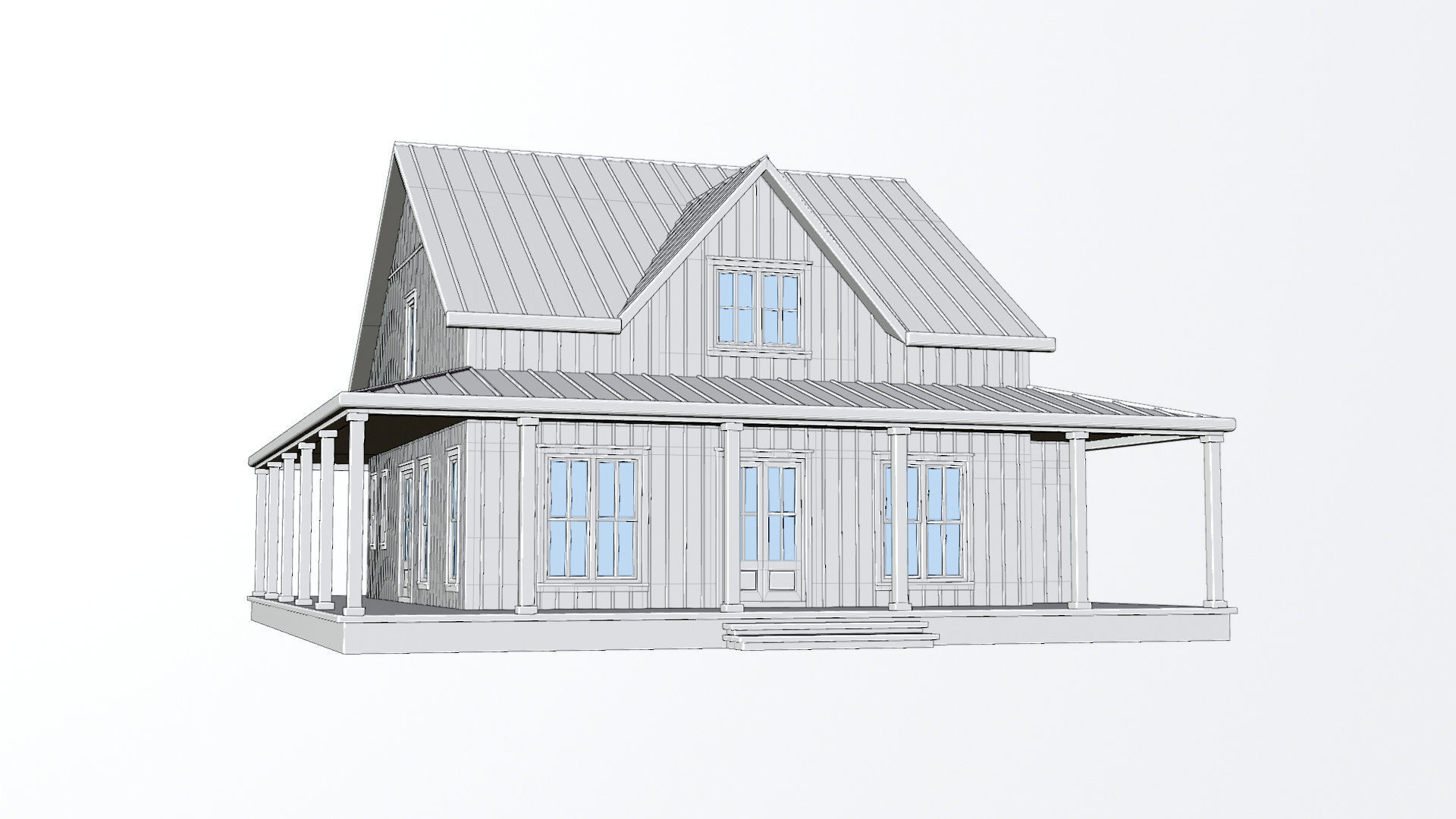 House Exterior Interior with Openable Doors 3D model_10