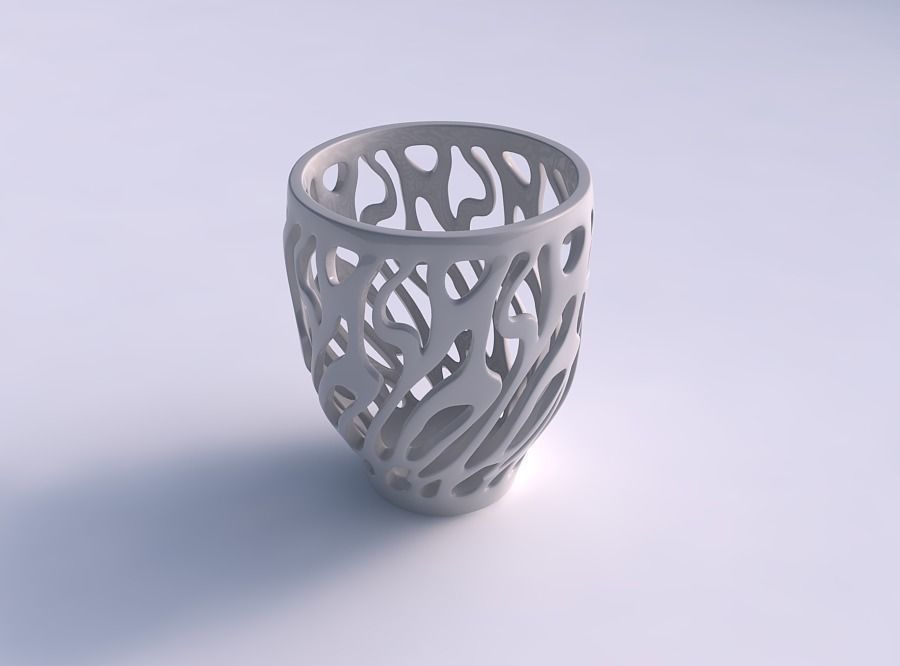 Bowl with twisted smooth cuts tapered 3D print model_0
