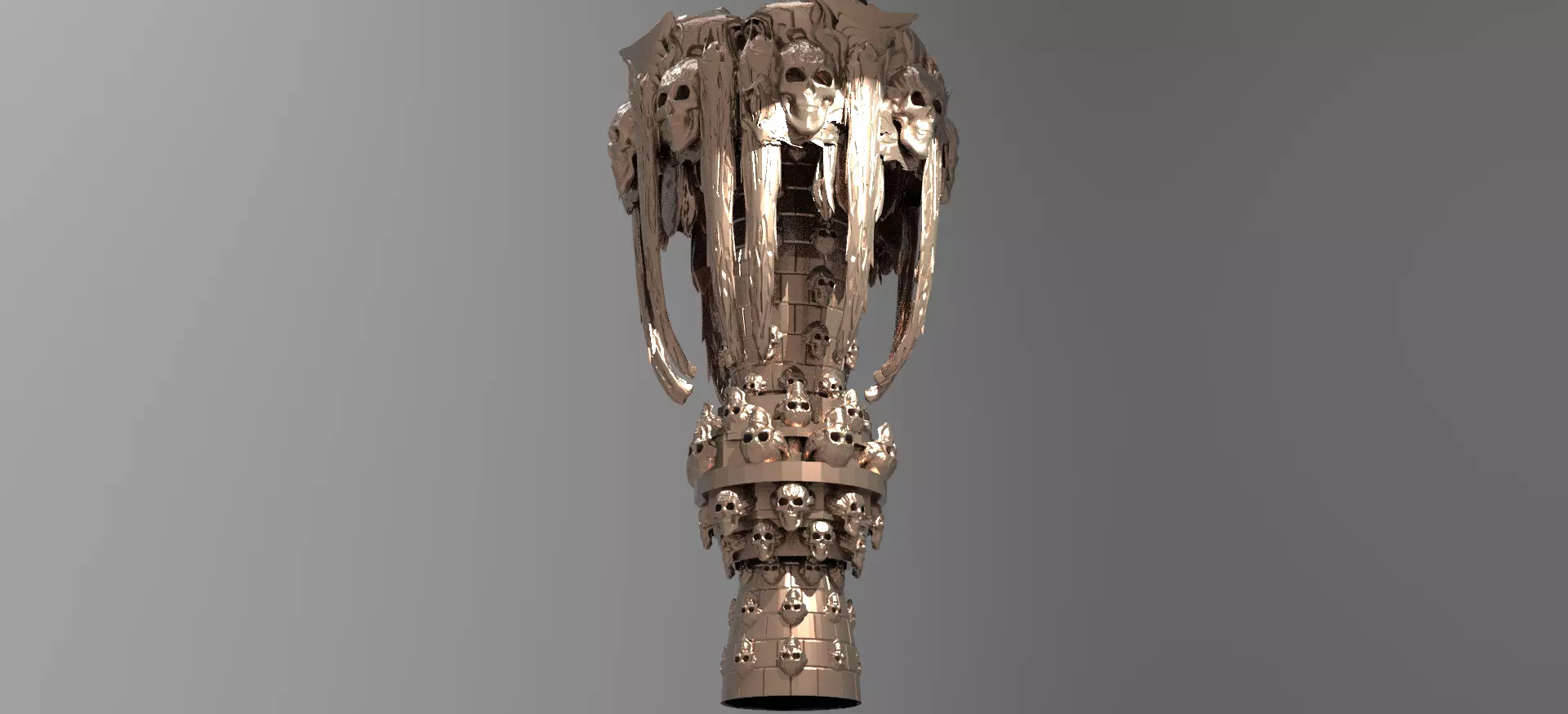 Secret cult scull gravity font sculpture  3D model_0