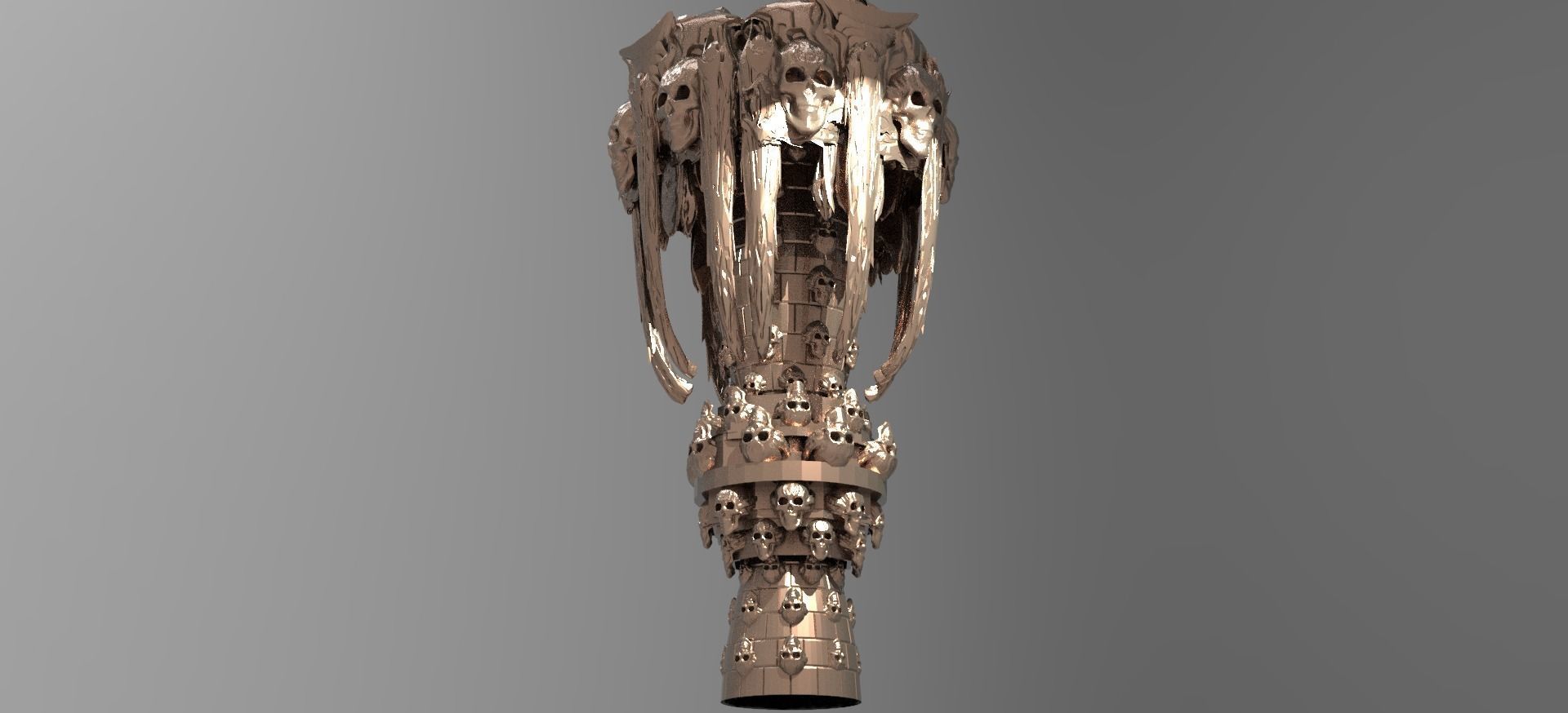 Secret cult scull gravity font sculpture  3D model_1