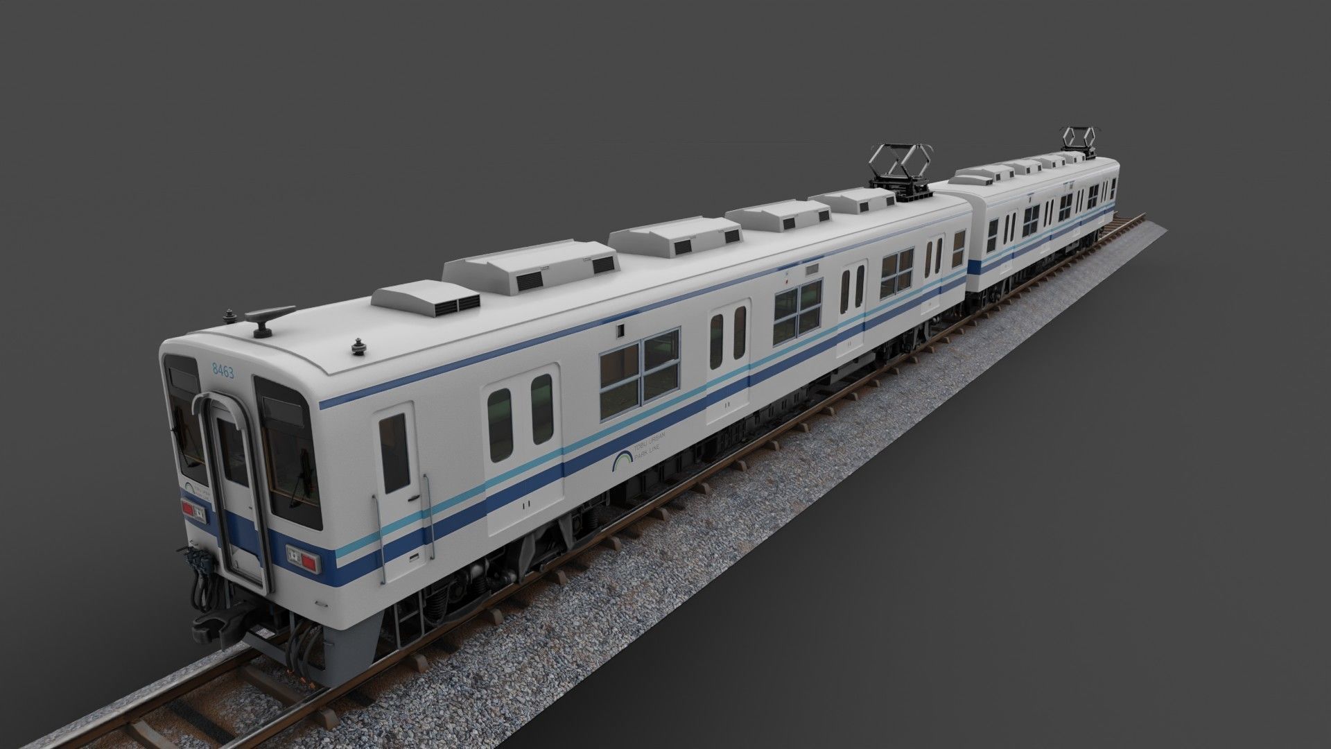 Tobu Railway Series 8000 Low-poly 3D model_5