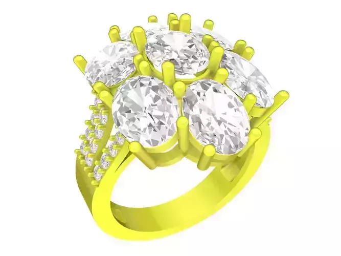 A7743 Oval Diamond Women Fashion Ring 3D Model