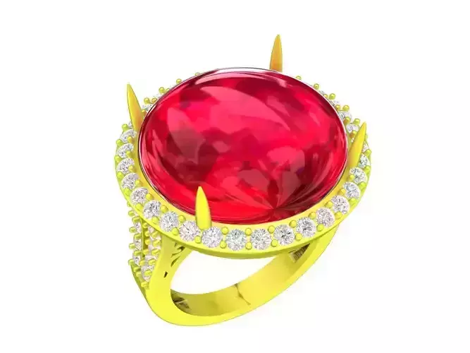 A7744 Round Ruby Diamond Women Fashion Ring 3D Model