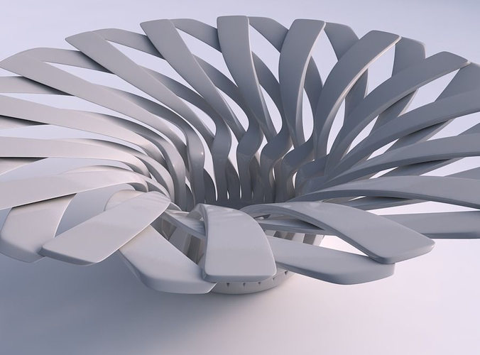 Bowl with twisted sharp muscle structure widened top