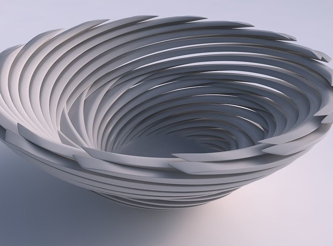 Bowl with twisted sharp muscle structure very twisted