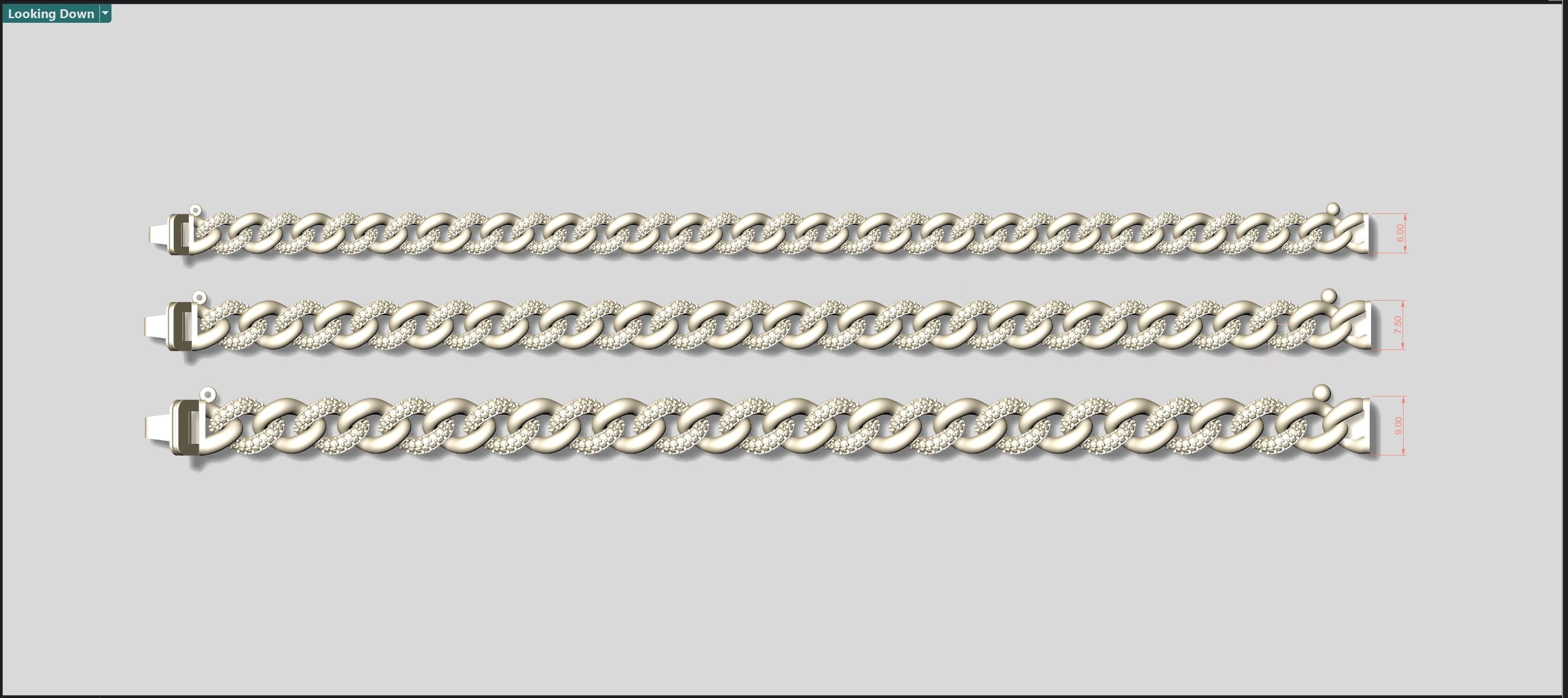 3 Size Cuban Link Chain Diamond For Bracelet or Necklace 3D print model_6