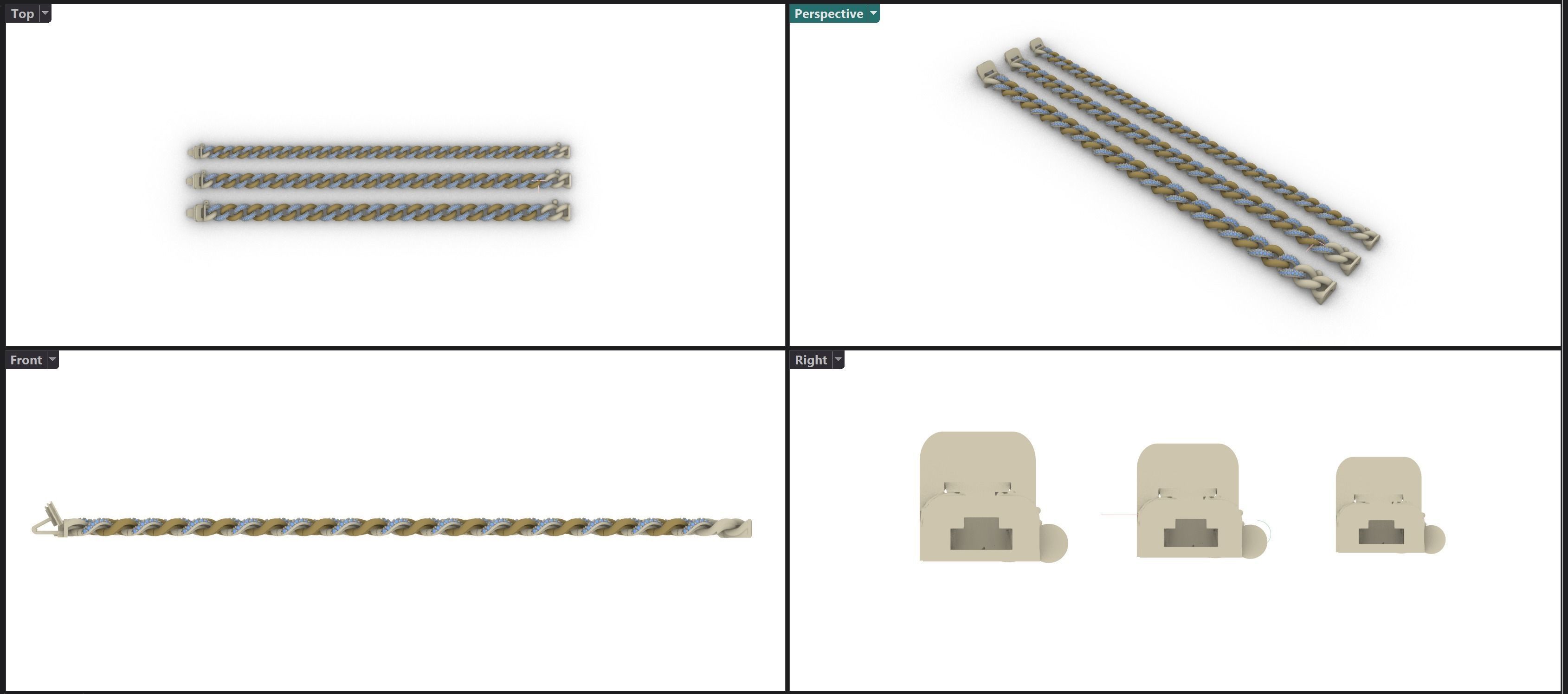 3 Size Cuban Link Chain Diamond For Bracelet or Necklace 3D print model_5