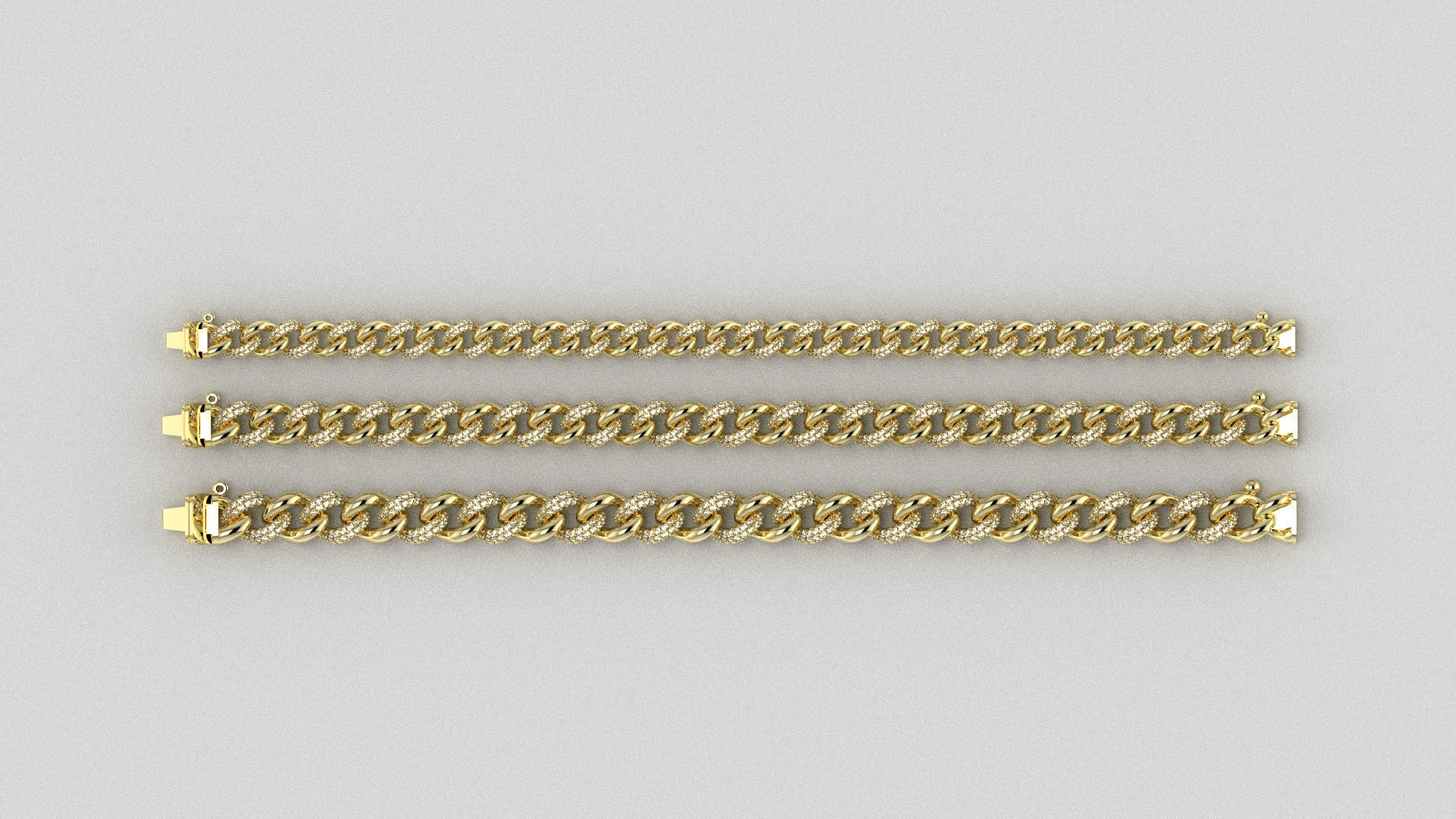 3 Size Cuban Link Chain Diamond For Bracelet or Necklace 3D print model_2