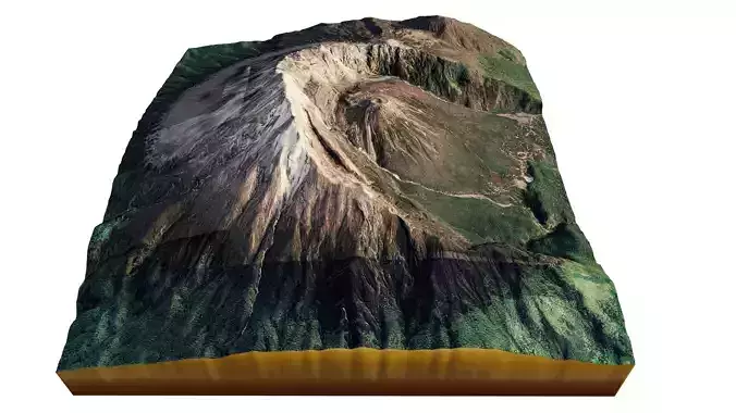 Mount Meru 3d terrain Low-poly 3D model