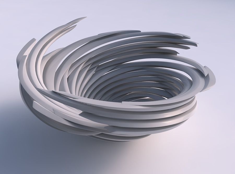 Bowl with twisted sharp muscle structure very twisted wavy 3D print model_0