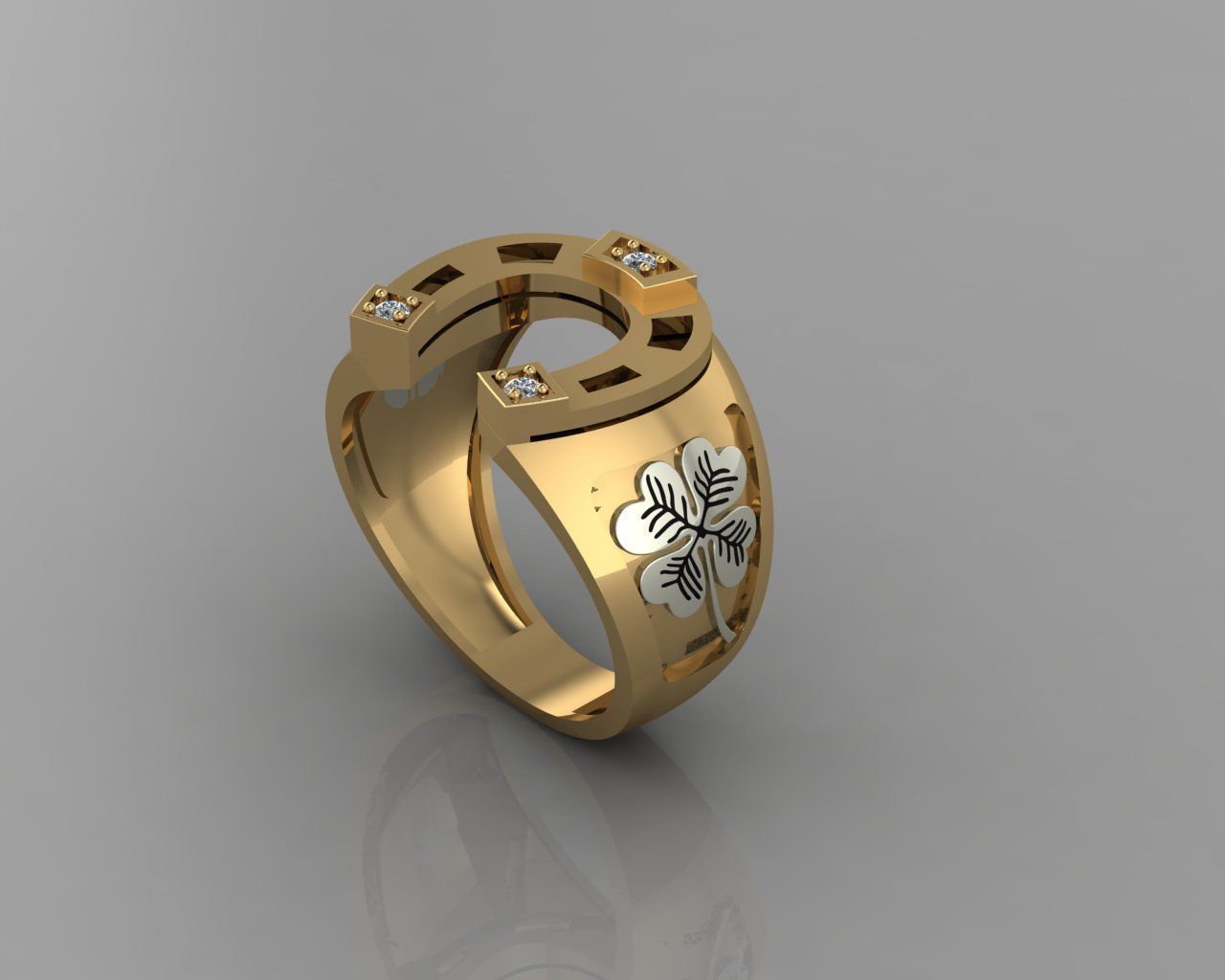Horseshoe ring 3D print model_15