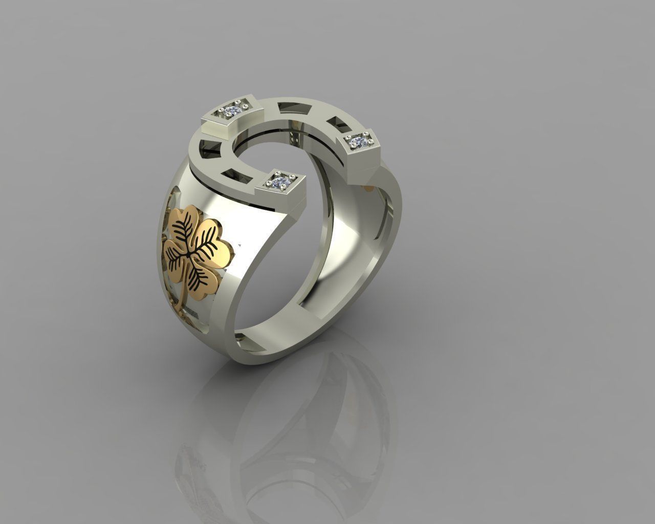 Horseshoe ring 3D print model_4