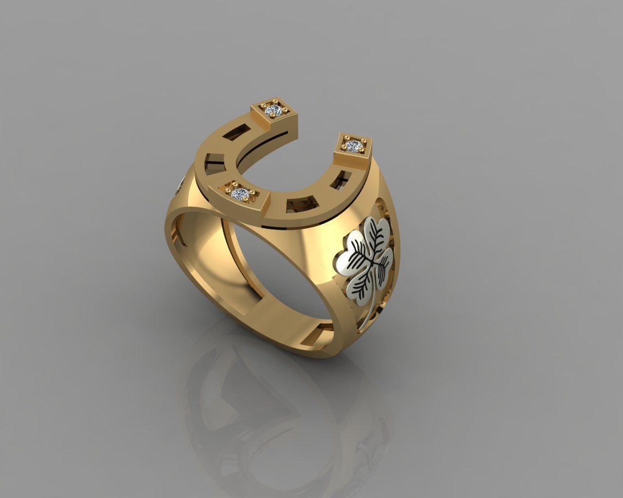 Horseshoe ring 3D print model_1