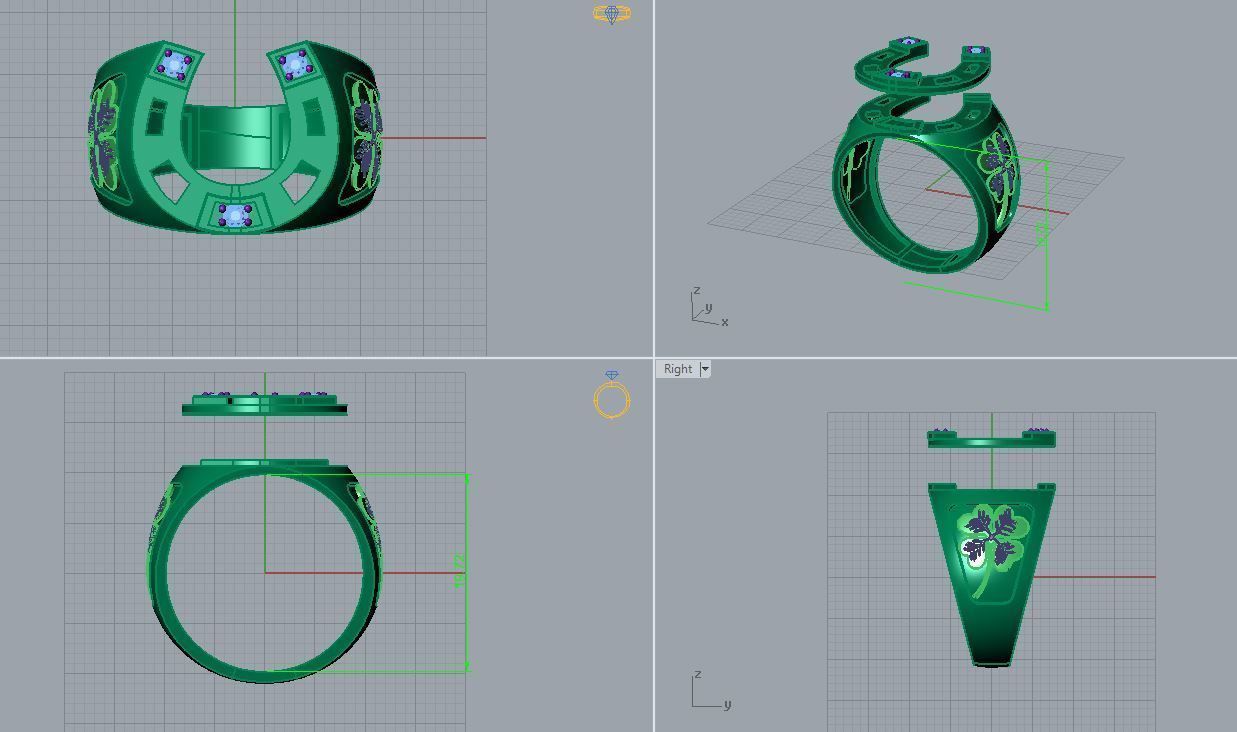 Horseshoe ring 3D print model_13