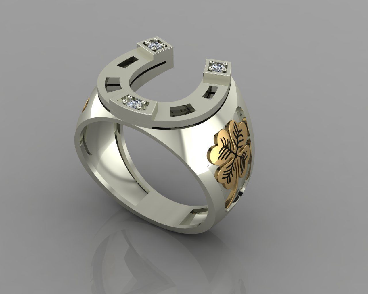 Horseshoe ring 3D print model_19