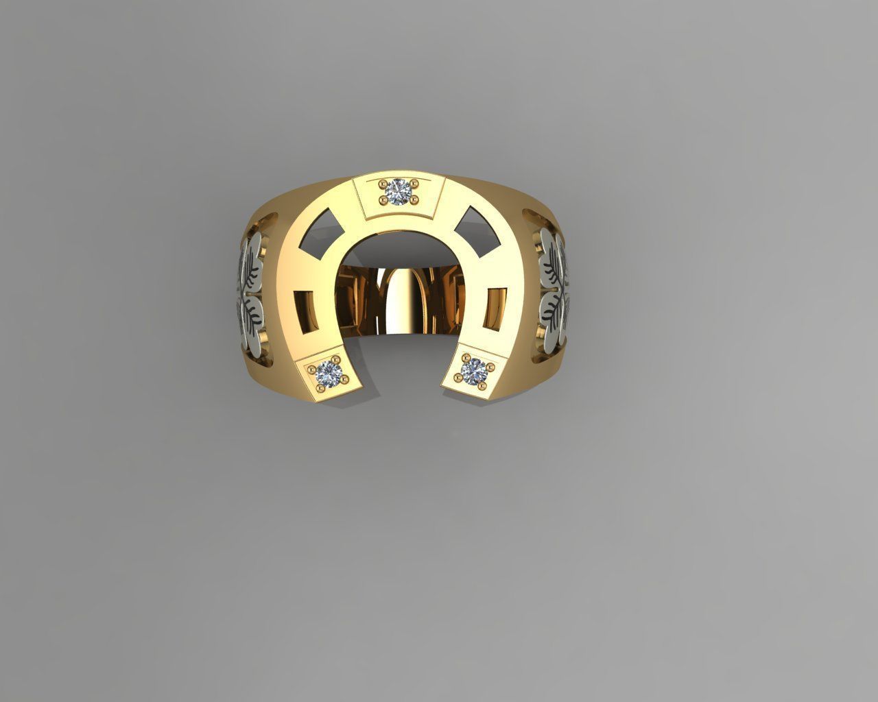 Horseshoe ring 3D print model_2