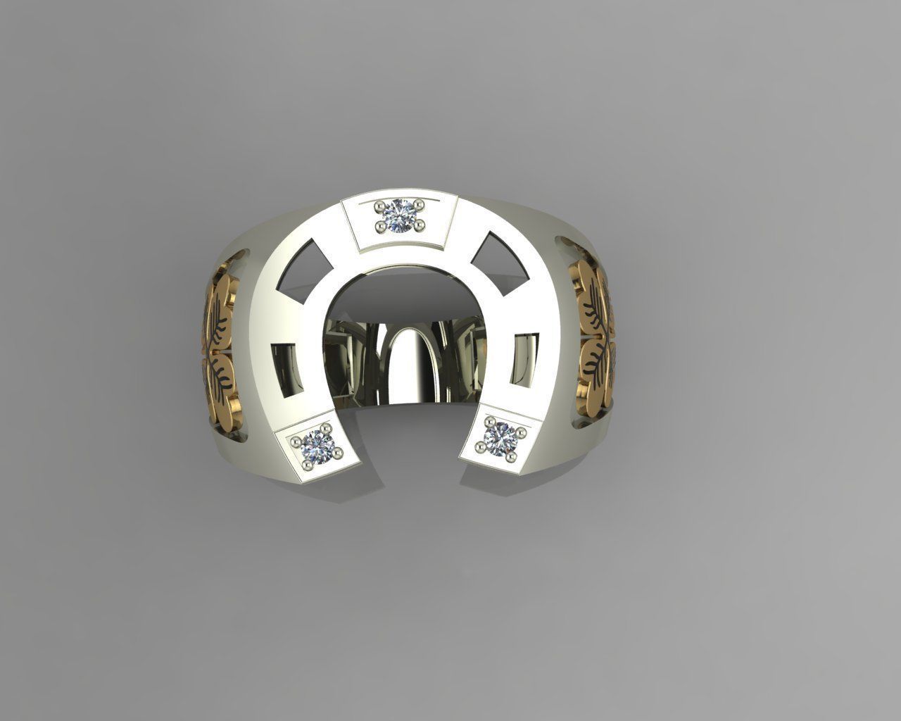 Horseshoe ring 3D print model_10