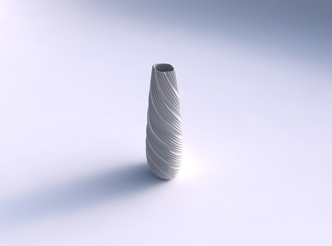 Narrow top vase helix with twisted extruded lines