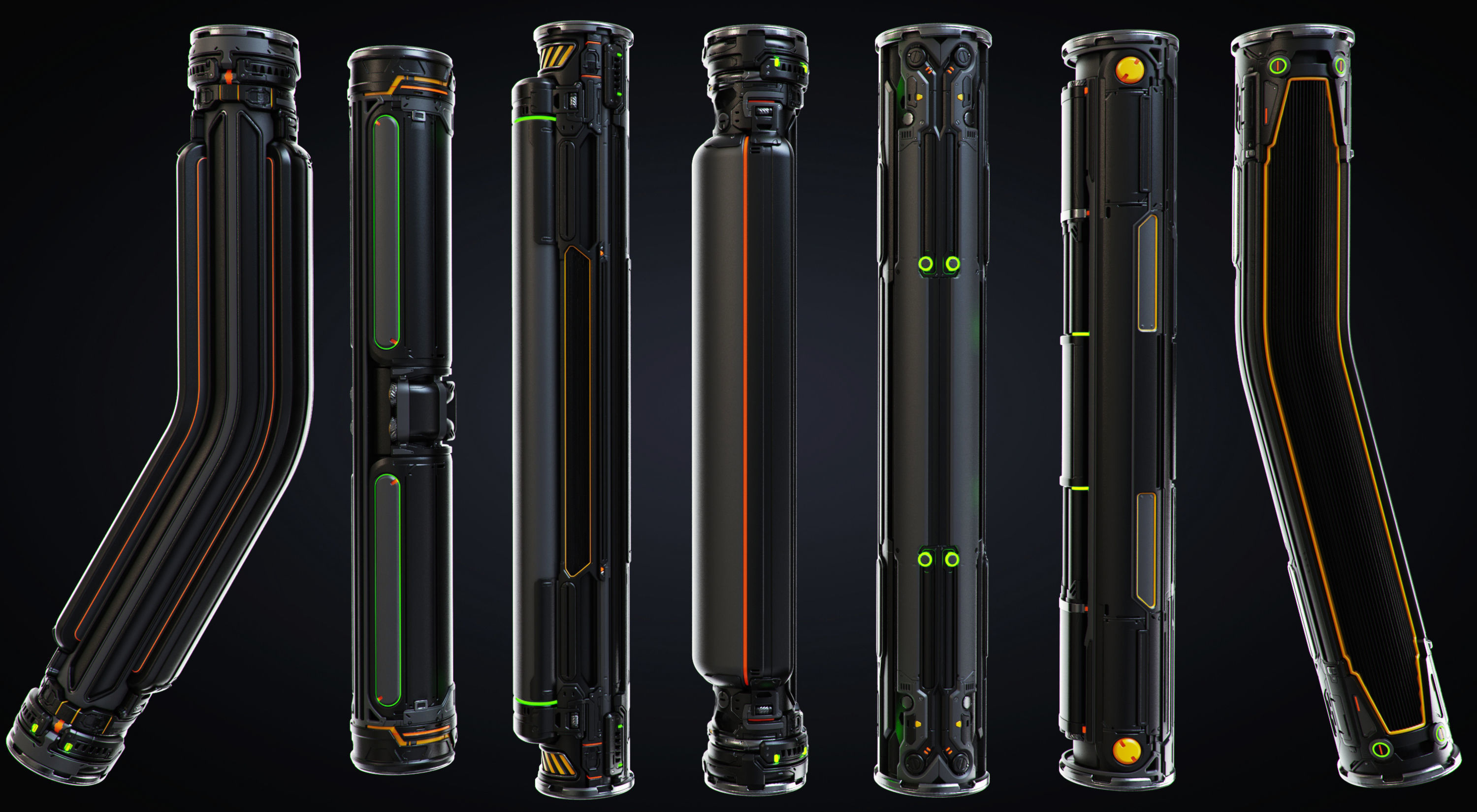 Sci-fi Pipes set 3D model_6