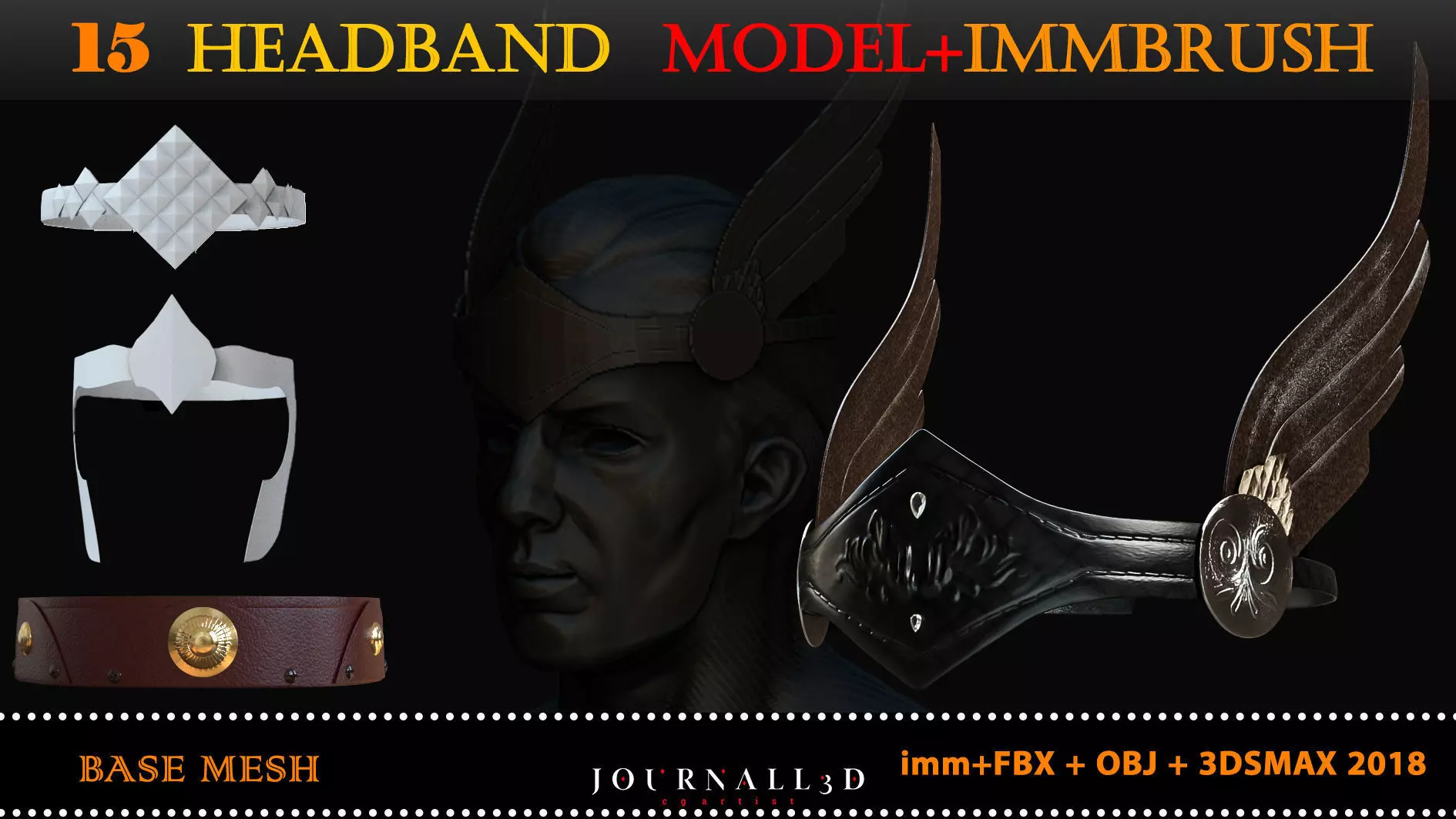 15 Headband Armor Base Mesh Low-poly 3D model_0