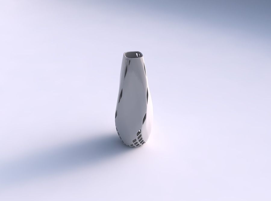 Narrow top vase helix with diagonal grid lattice 2 3D print model_0