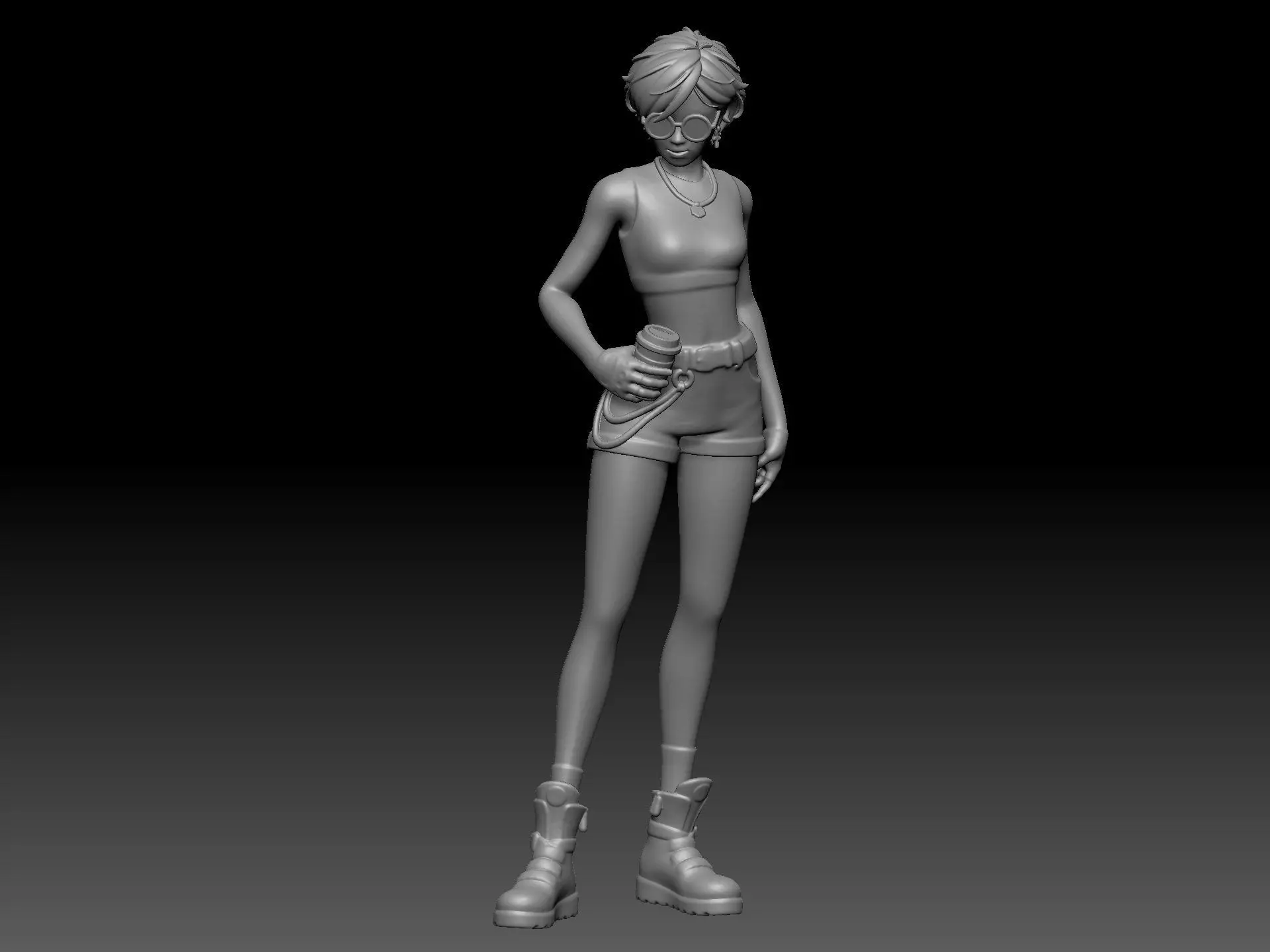 girl coffee Stylized 3D print model_0