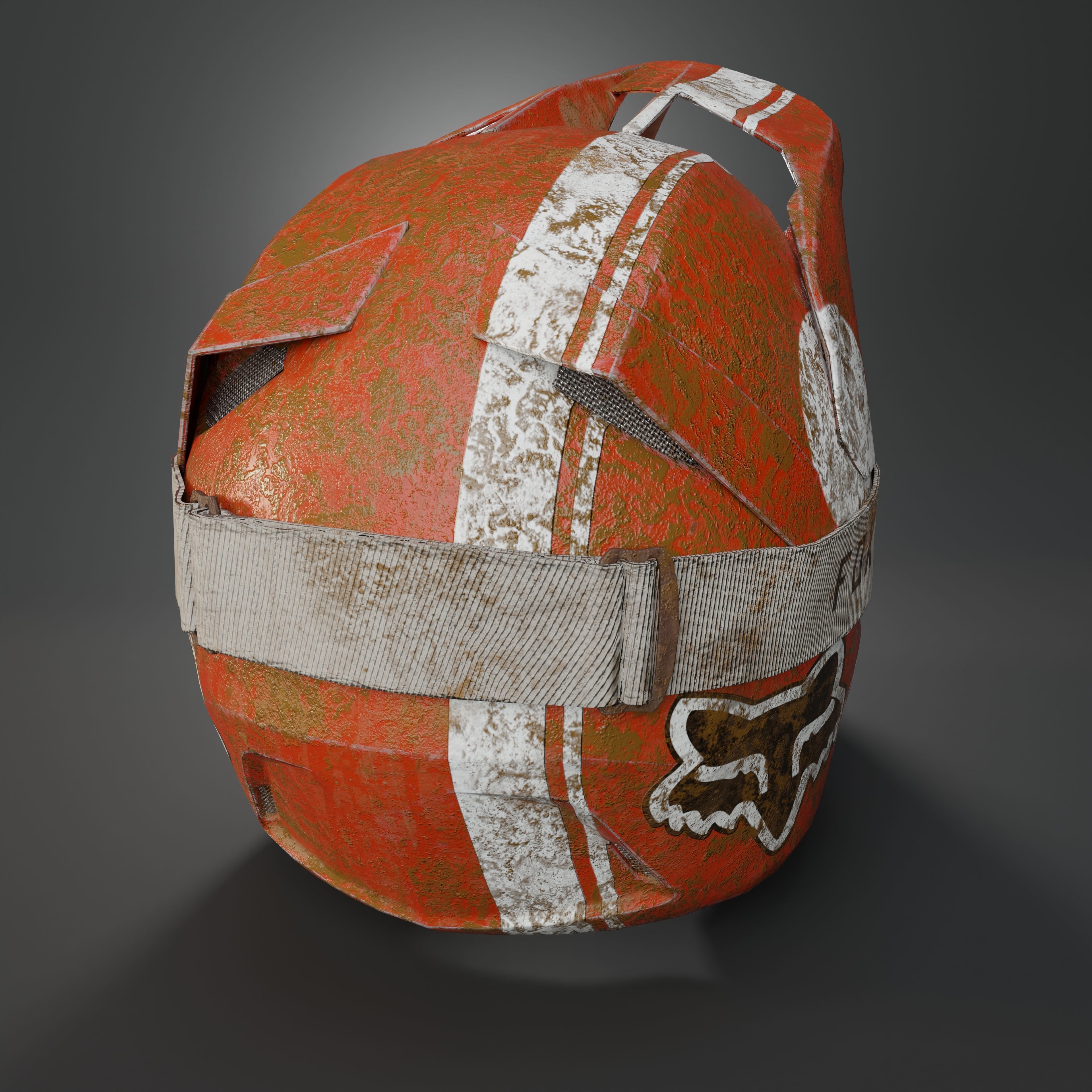  Fox V3 Motocross Helmet Low-poly 3D model_6