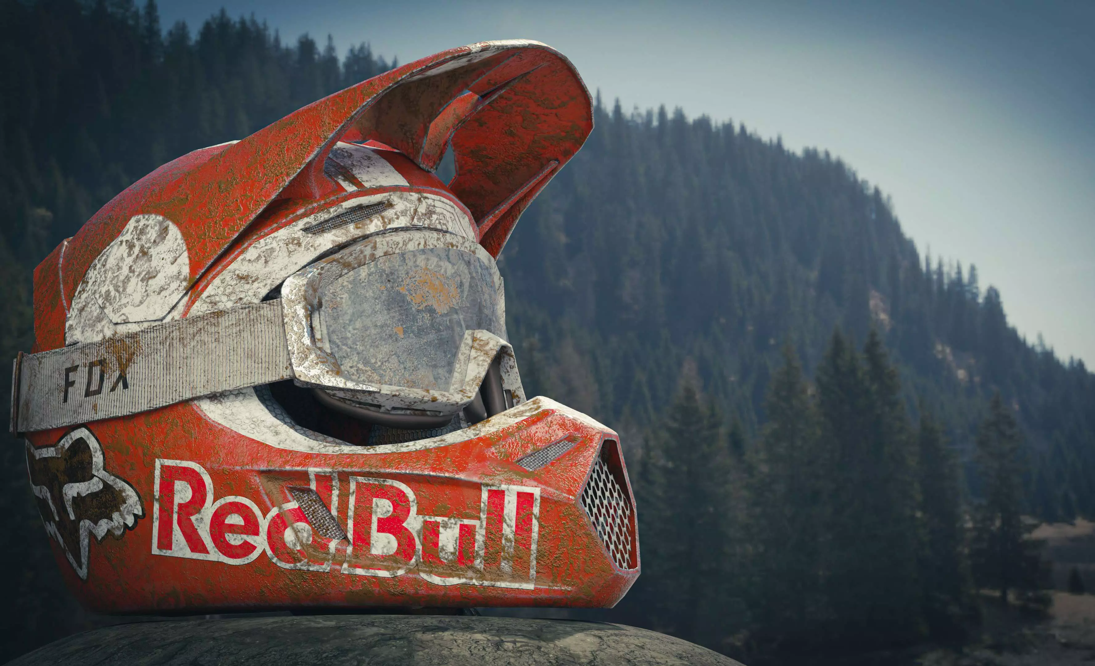  Fox V3 Motocross Helmet Low-poly 3D model_0