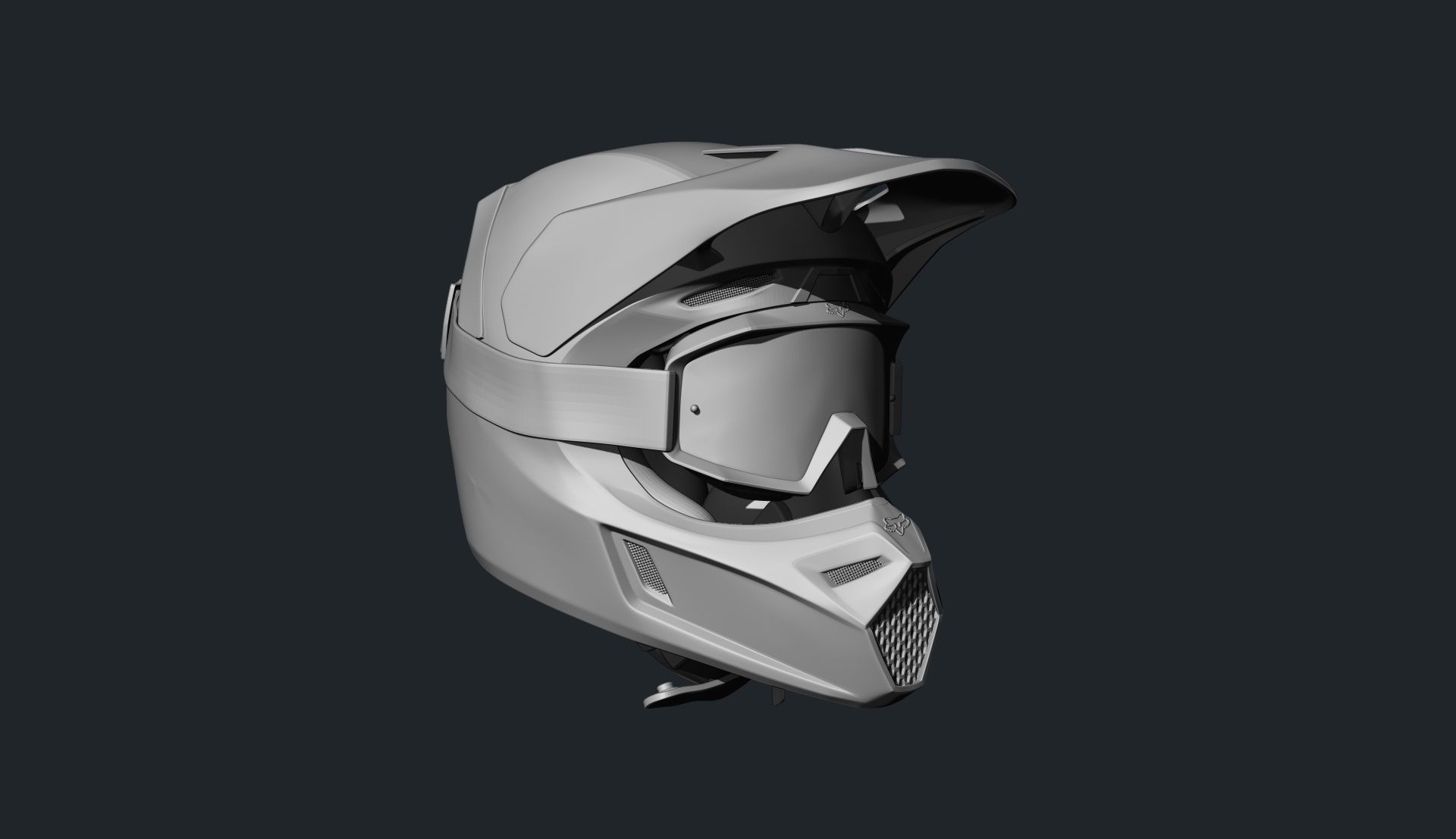  Fox V3 Motocross Helmet Low-poly 3D model_7