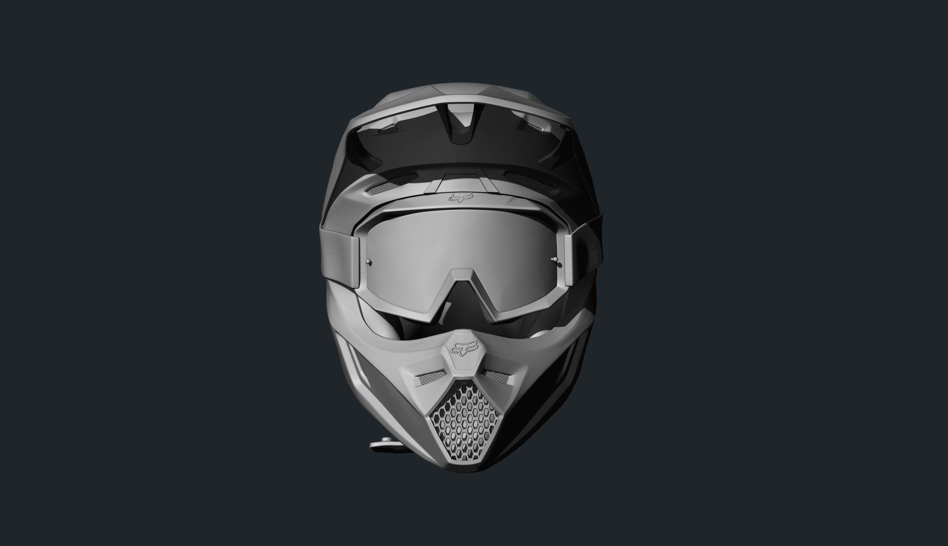 Fox V3 Motocross Helmet Low-poly 3D model_8