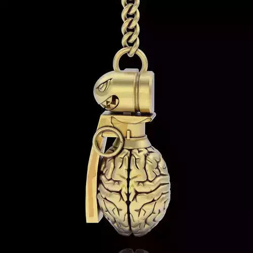 Grenade key holder silver gold printable jewelry 3D model