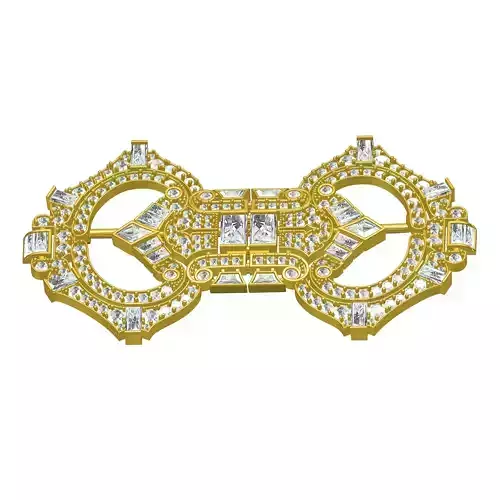 Antique Art Deco Round and Baguette Diamond Brooch