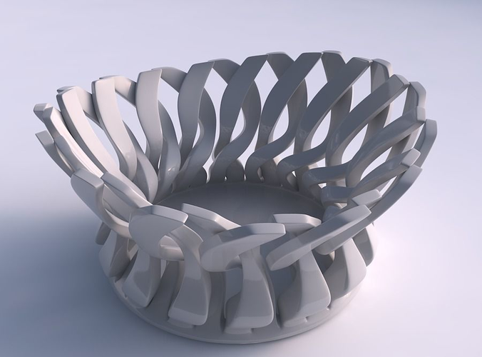 Bowl with twisted sharp muscle structure streched top