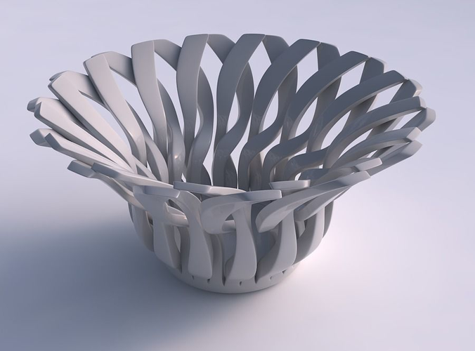Bowl with twisted sharp muscle structure tapered