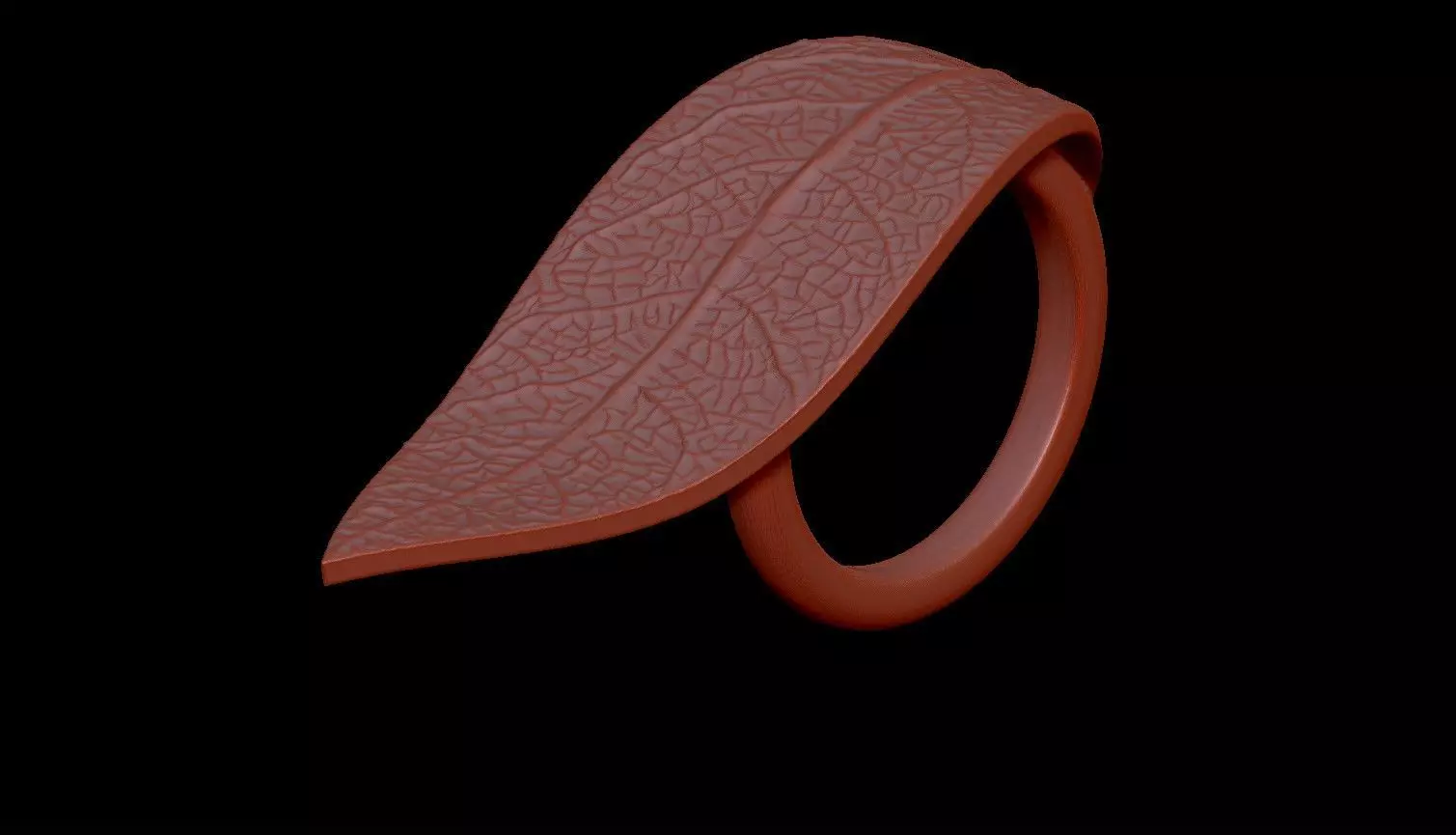 Nature Leaf Ring 3D Print Model STL OBJ Botanical Jewelry 3D print model_0