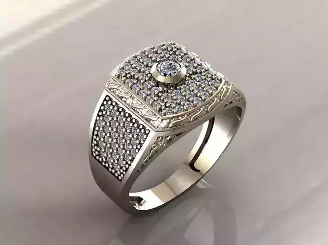 Gents Rings Diamond Men Ring STL 3DM 3D ready print model 3D print model