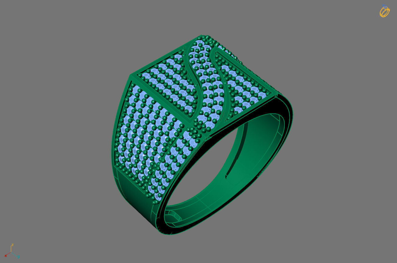 Gents Rings Diamond Men Ring STL 3DM 3D ready print model 3D print model_1