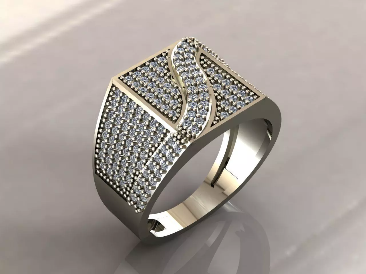 Gents Rings Diamond Men Ring STL 3DM 3D ready print model 3D print model_0