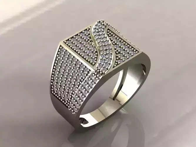 Gents Rings Diamond Men Ring STL 3DM 3D ready print model 3D print model