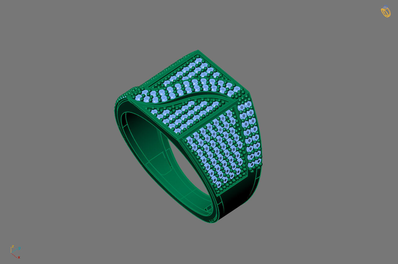 Gents Rings Diamond Men Ring STL 3DM 3D ready print model 3D print model_2